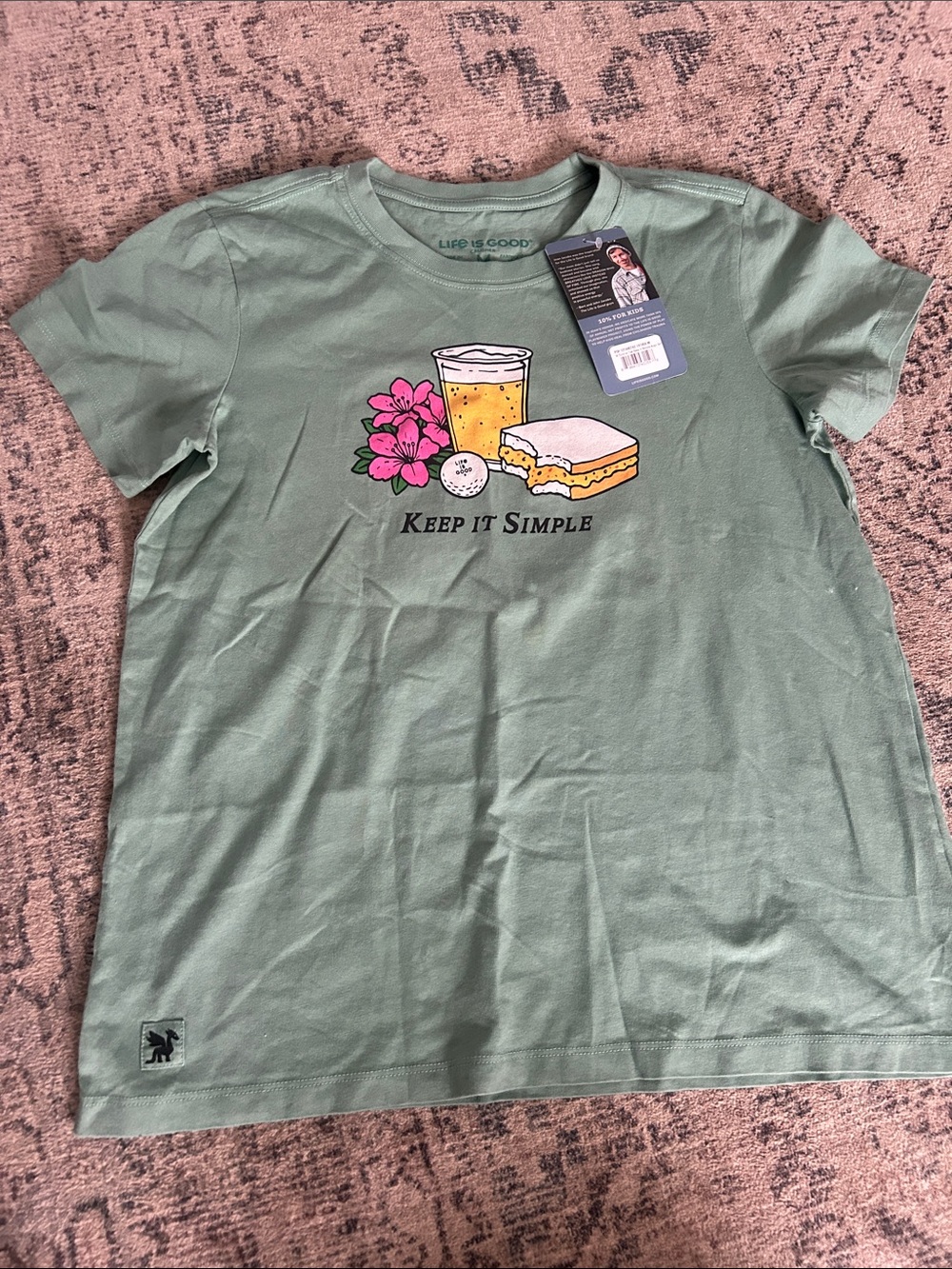 Life is Good Crusher t shirt size M Live Is Good Golf Beer Sandwich Flowers